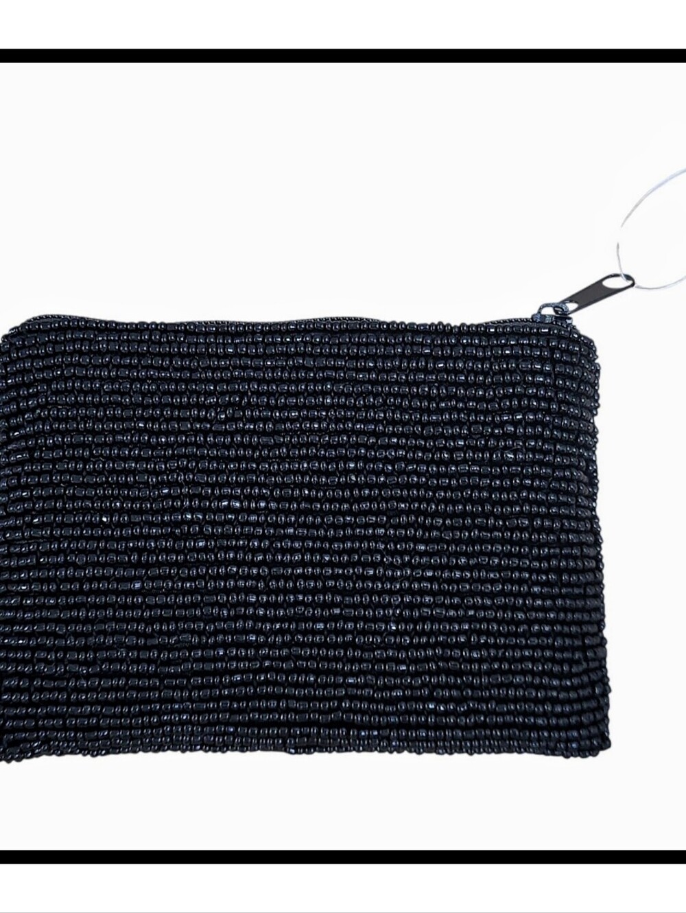 NEW London Classic Double Decker Bus Beaded Zipper Bag Coin Purse Black Red NEW - Picture 2 of 5